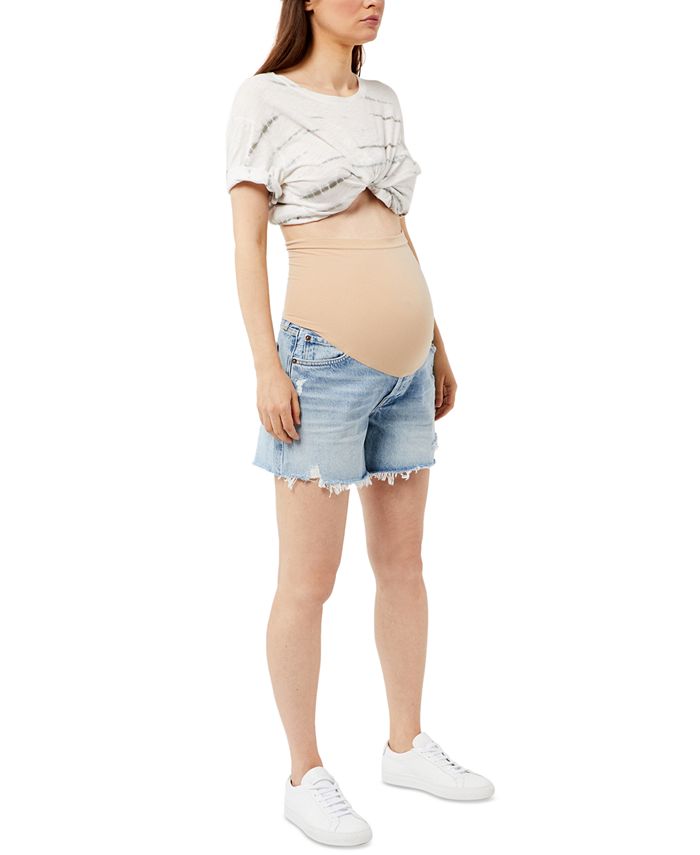 AGOLDE Secret Fit Belly FrayedHem Denim Maternity Shorts Macy's