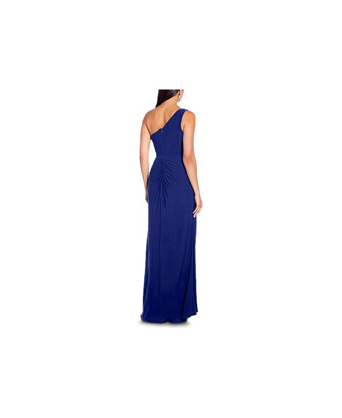 Adrianna Papell One-Shoulder Side-Drape Cascade Matte Jersey Gown ...