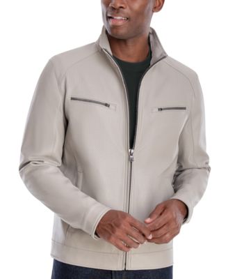 Men's Perforated Faux Leather Moto Jacket