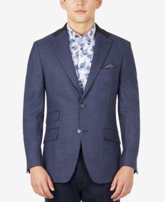 Tallia - Men's Slim-Fit Navy Houndstooth Sport Coat
