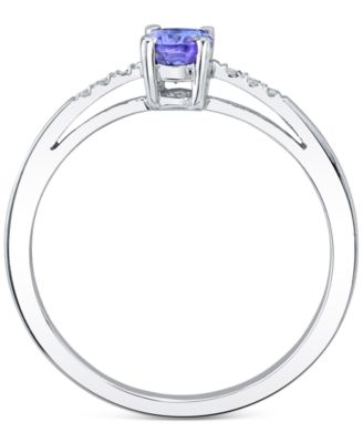 Tanzanite (1/2 ct. t.w.) & Diamond (1/20 ct. t.w.) Ring in 14k White Gold