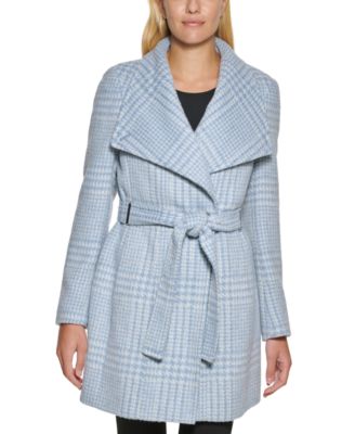 calvin klein petite asymmetrical belted wrap coat