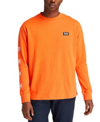Timberland Men's Logo Graphic Long-Sleeve T-Shirt - Spicy Orange - Size M