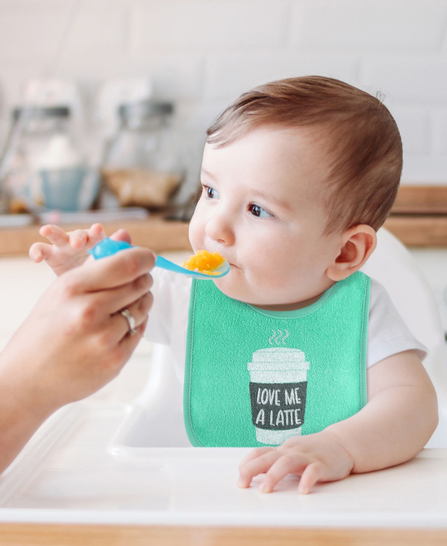 Cotton Baby Bibs for Girls or Boys, 8 Pack, Green, Blue, Yellow