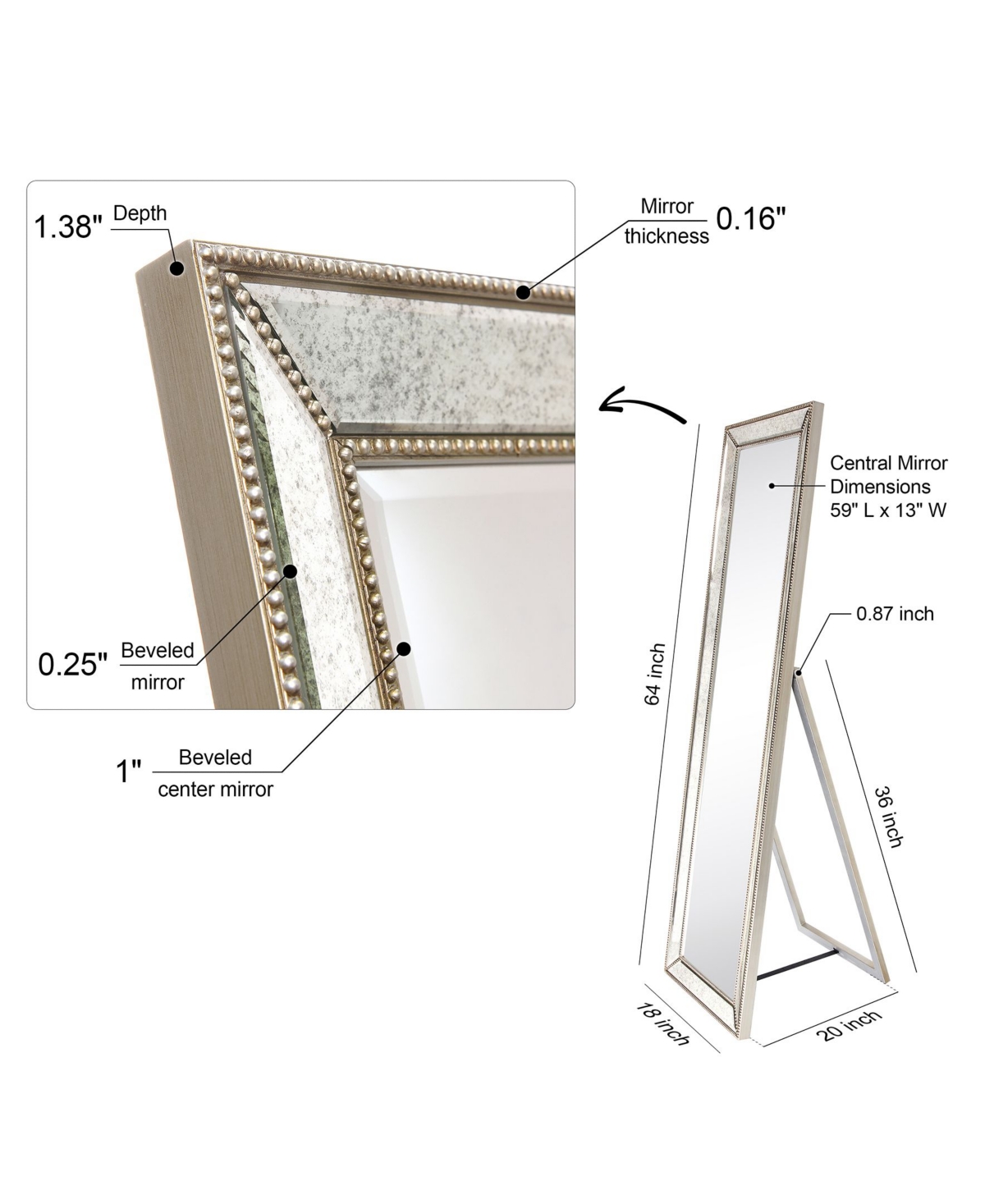 Empire Art Direct Solid Wood Frame Covered with Beveled Antique Mirror -