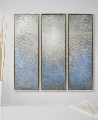 Silver Ice 3-Piece Textured Metallic Hand Painted Wall Art Set by Martin Edwards, 60" x 20" x 1.5"
