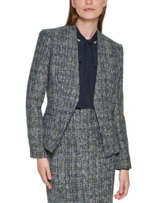 Calvin Klein - Tweed Open Front Cropped Blazer