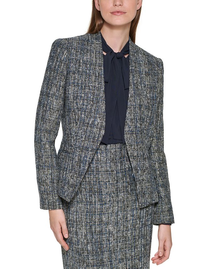Calvin Klein Fringe-Trim Tweed Blazer GRPHC TWD FLYAWY JKT main image 0