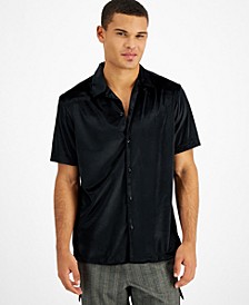 Men's Regular-Fit Velvet Camp Shirt, Created for Macy's