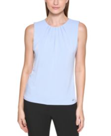 Pleat Neck Sleeveless Top