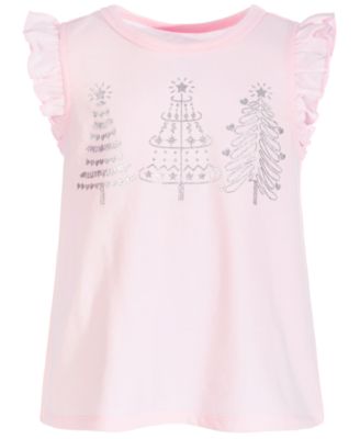 First Impressions - Baby Girls Shimmery Trees Ruffle Top