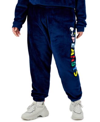 Photo 1 of PLUS SIZE 2X HYBRID APPAREL Women's Blue Plush Textured Joggers Navy