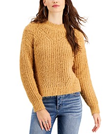 Juniors' Pointelle Mock-Neck Sweater