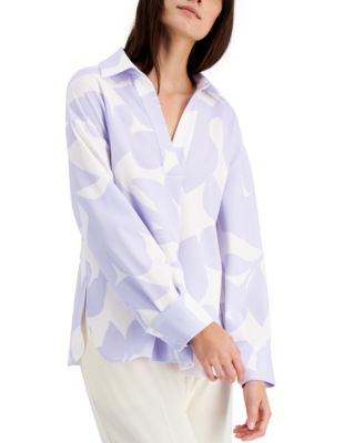 Alfani - Printed Fold-Collar Top