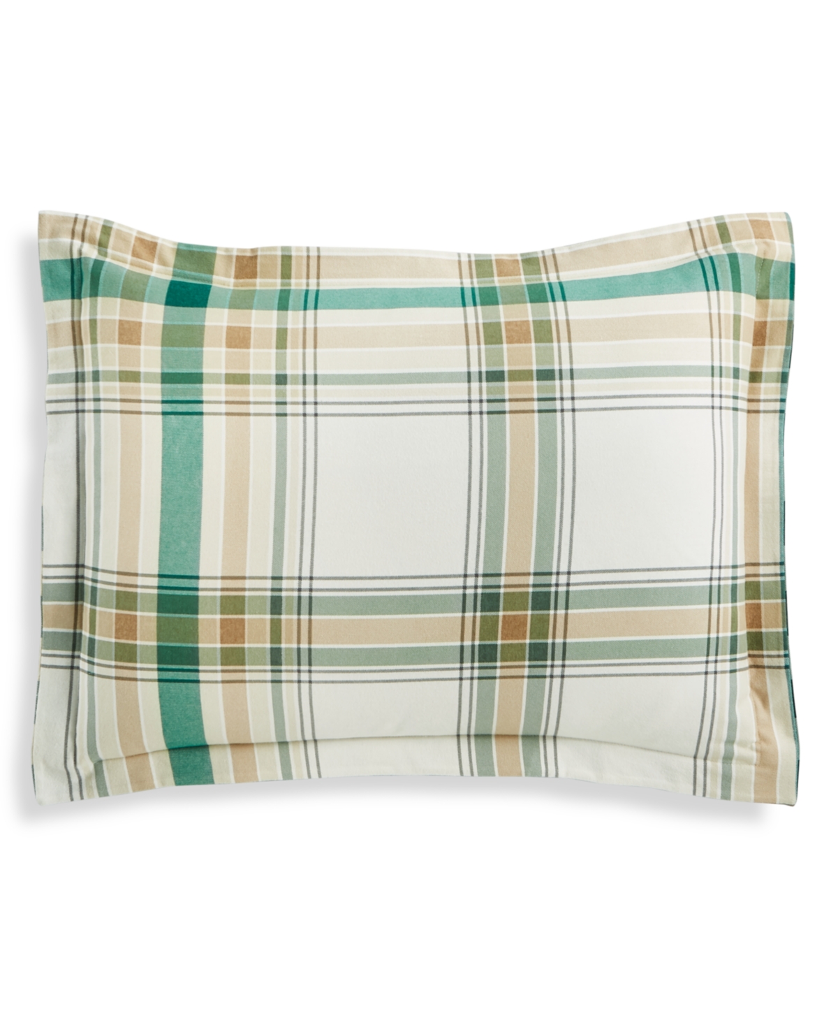 Martha Stewart Collection Holiday Flannel Neutral Plaid Sham, King