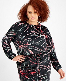 Trendy Plus Size Velour Drop-Shoulder Sweatshirt