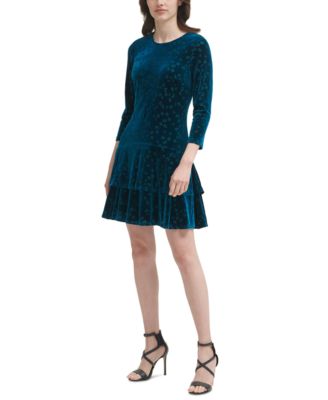 macy's green velvet dress