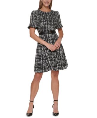DKNY - Flounce-Sleeve Belted Dress
