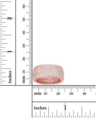 White Cubic Zirconia Micropave Multi Row Eternity Band in 14K Rose, 14K Yellow, Black or Rhodium Plated Sterling Silver