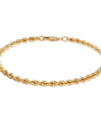 Lightweight Rope Link Chain Bracelet in 14k Gold