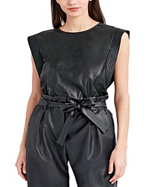 Sleeveless Faux-Leather Top 