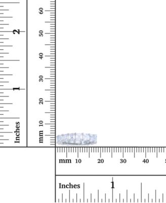 White Princess Cut Cubic Zirconia Eternity Band in Rhodium Plated Sterling Silver