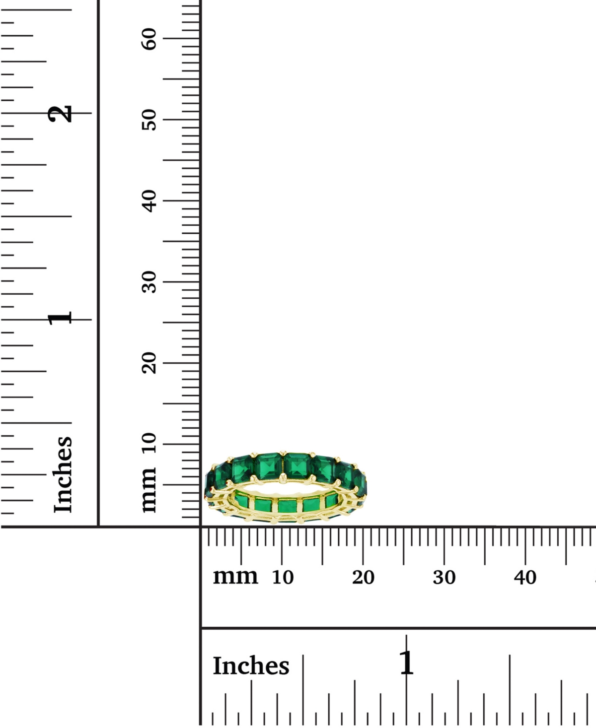Princess Cut Cubic Zirconia Eternity Band in 14k Yellow Gold Plated Sterling Silver - Green