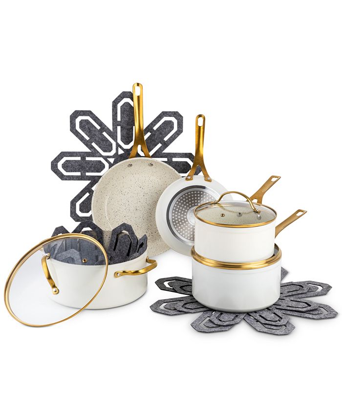 White and Gold Nonstick Pots and Pans Set