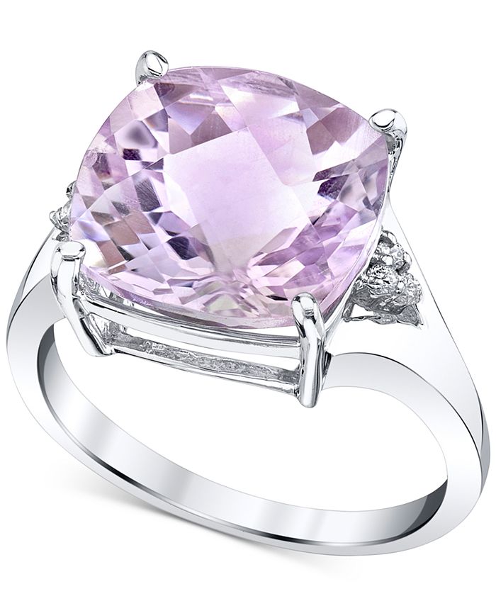 Macy's - Pink Amethyst (6-1/10 ct. t.w.) & Diamond (1/20 ct. t.w.) Statement Ring in Sterling Silver