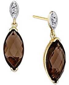 Smoky Quartz (2 ct. t.w.) & Diamond (1/20 ct. t.w.) Drop Earrings in 14k Gold