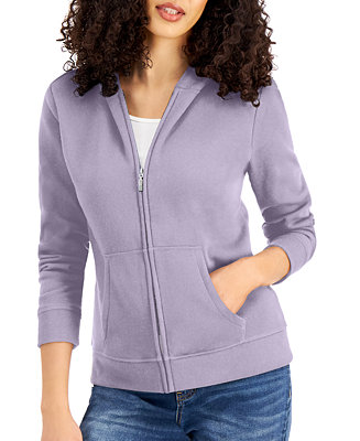 Karen Scott Zip-Front Hooded Sweatshirt, Created for Macy's & Reviews ...