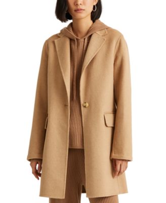 tan long peacoat women's