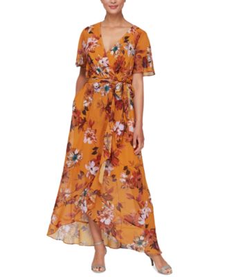 SL Fashions Floral-Print Maxi Dress - Macy's