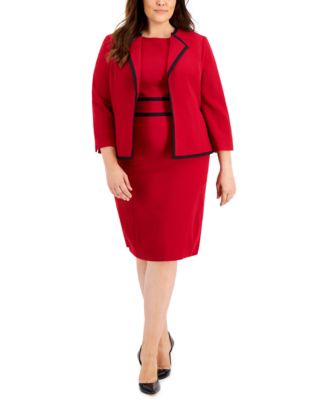 Le Suit Plus Size Contrast Trim Jacket 