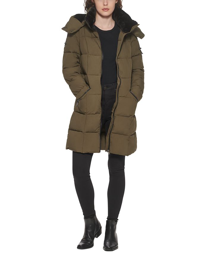 DKNY Women's Hooded Puffer Coat, Created for Macy's & Reviews - Coats ...