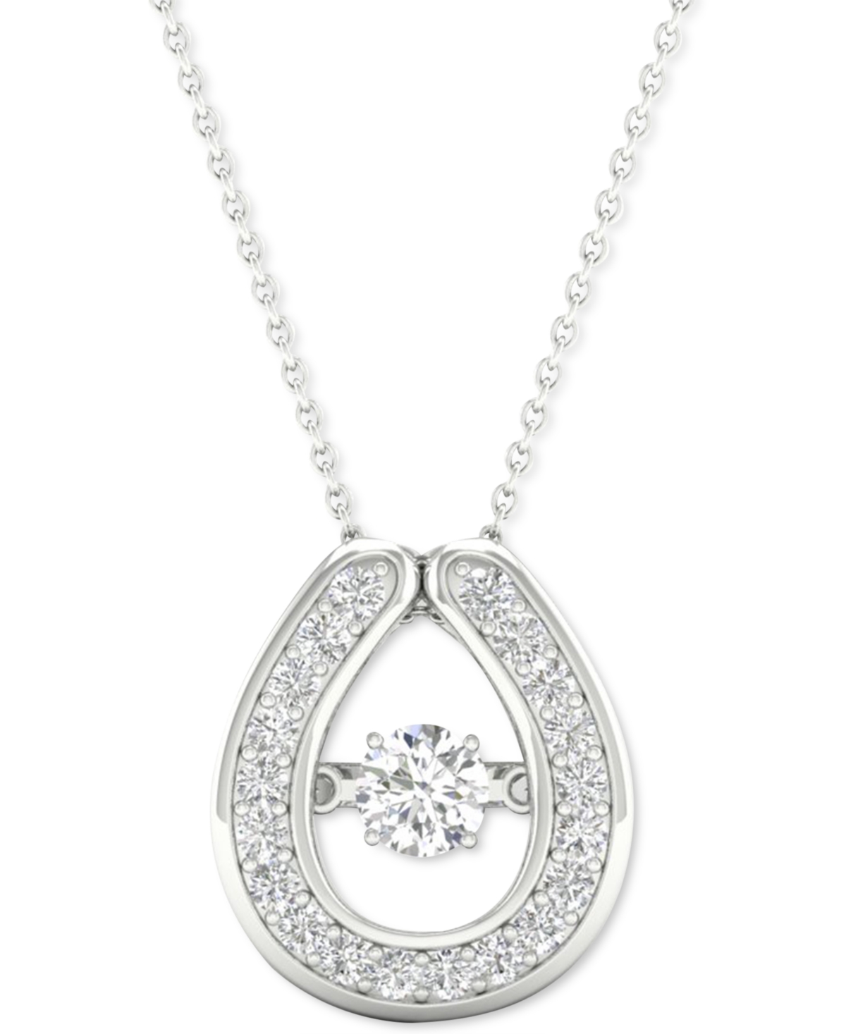 Diamond Framed 18" Pendant Necklace (1/5 ct. t.w.) in 10k White Gold - White Gold