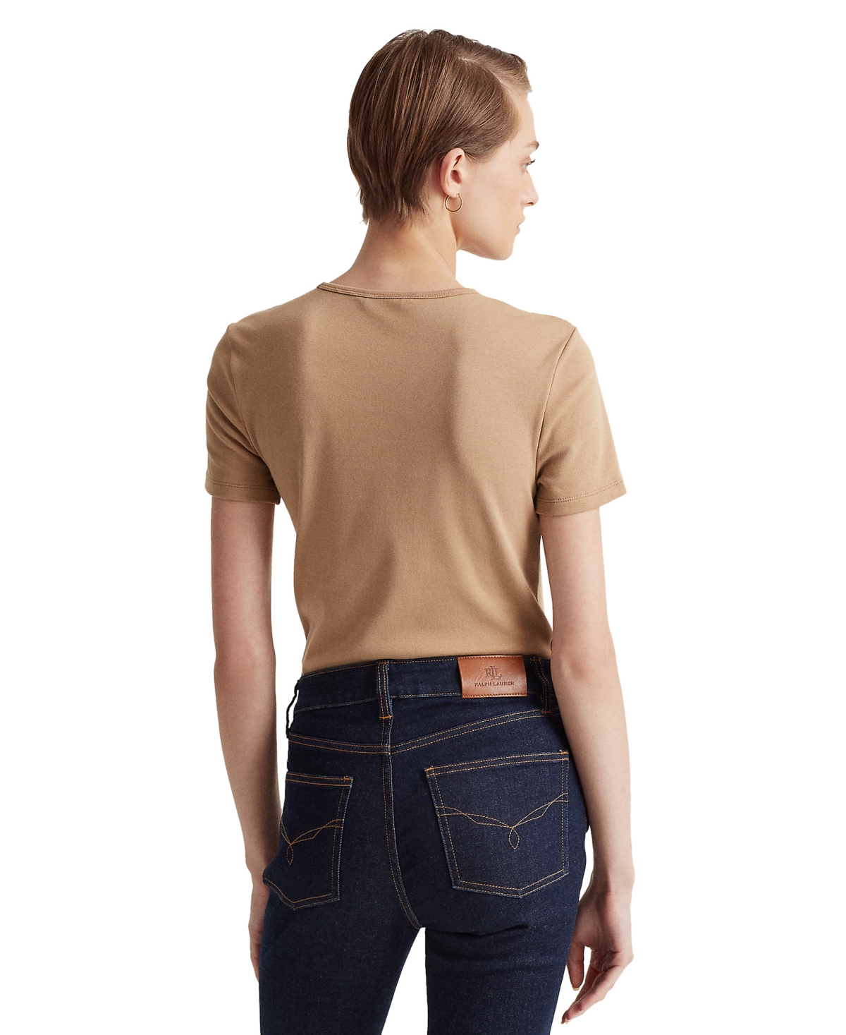 Ralph Lauren Stretch Knit T-shirt, Regular & Petite In Classic Camel