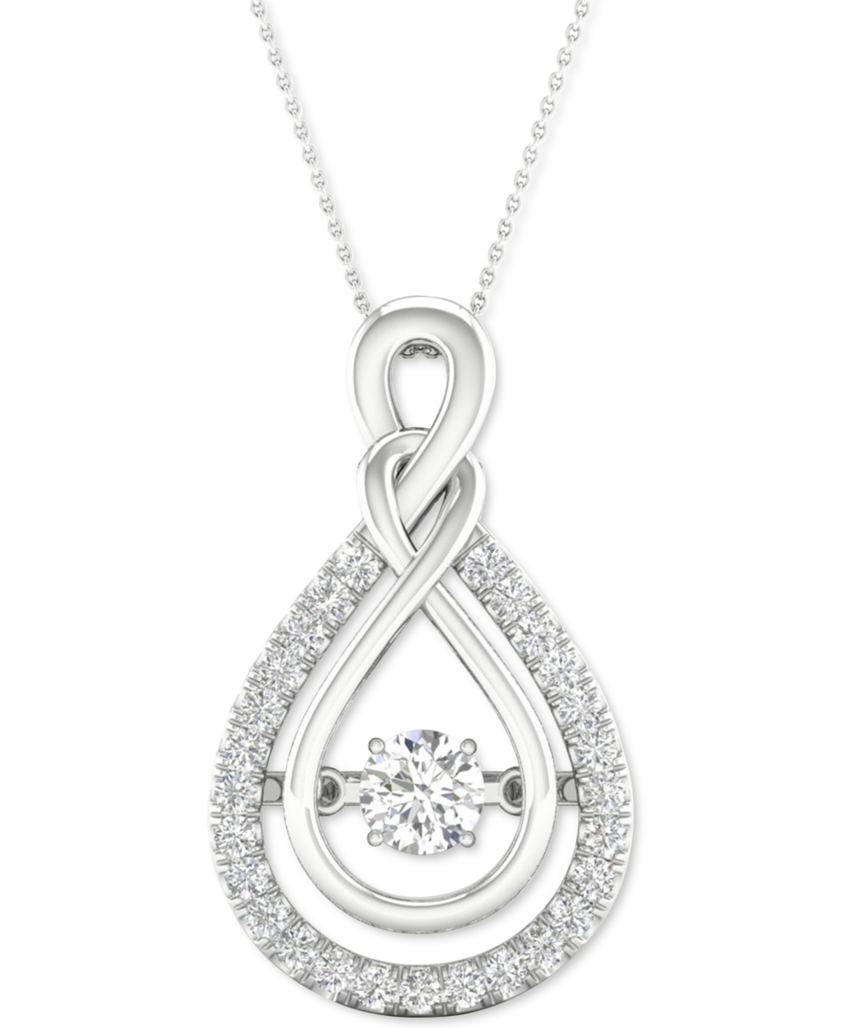 Diamond Teardrop 18" Pendant Necklace (1/3 ct. t.w.) in 10k White Gold - White Gold