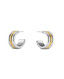 Women's Two-Tone Stainless Steel Hoop Earring