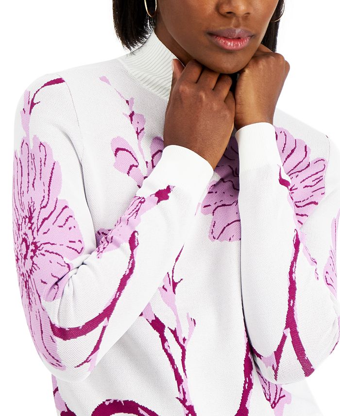INC International Concepts FloralKnit Mock Neck Sweater, Created for