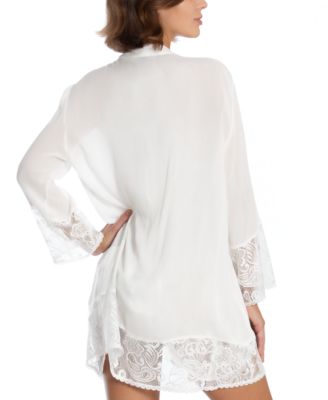 Flower Child Sheer Lace-Trim Kimono Robe Lingerie