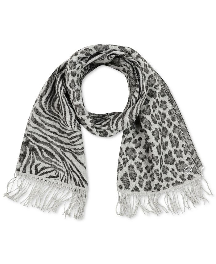 Brooks Brothers Women's Cashmere Blend Leopard Print Scarf | Grey - Shop Holiday Gifts and Styles