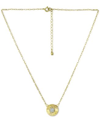 Cubic Zirconia Star Disc Pendant Necklace, 16" + 2" extender, Created for Macy's