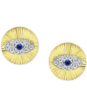 Giani Bernini Cubic Zirconia Evil Eye Stud Earrings In Sterling Silver,  Created For Macy'S for Women