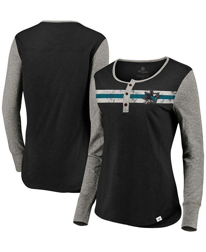Fanatics - Women's San Jose Sharks True Classics Retro Henley Long Sleeve T-Shirt