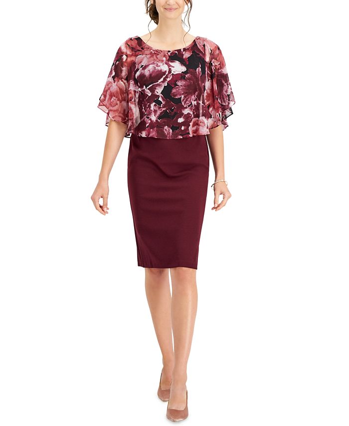 Connected Women's Chiffon Overlay Eyelash Sheath Dress Purple Size 6