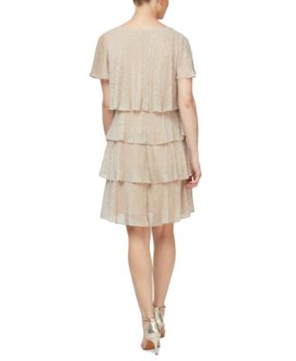 Tiered Shimmer Shift Dress