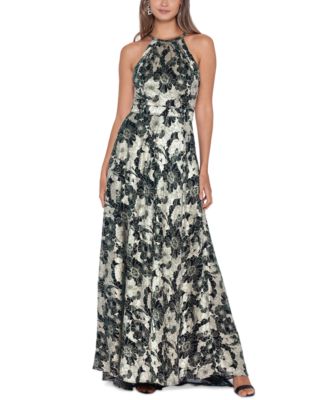 Betsy Adam Petite Floral Halter Neck Gown Macy s