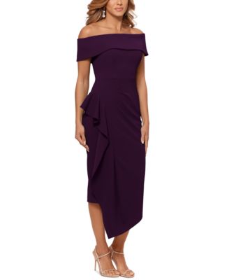 betsy and adam ruffled one shoulder dress