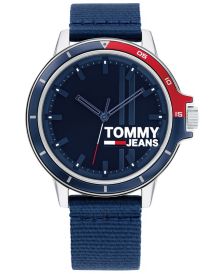 Tommy Hilfiger Men's Blue Nylon Strap Watch 44mm